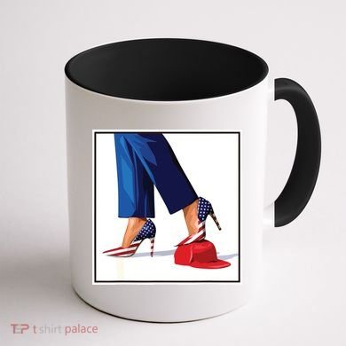 Kamala Harris Heels Stepping On Maga Red Hat Coffee Mug back