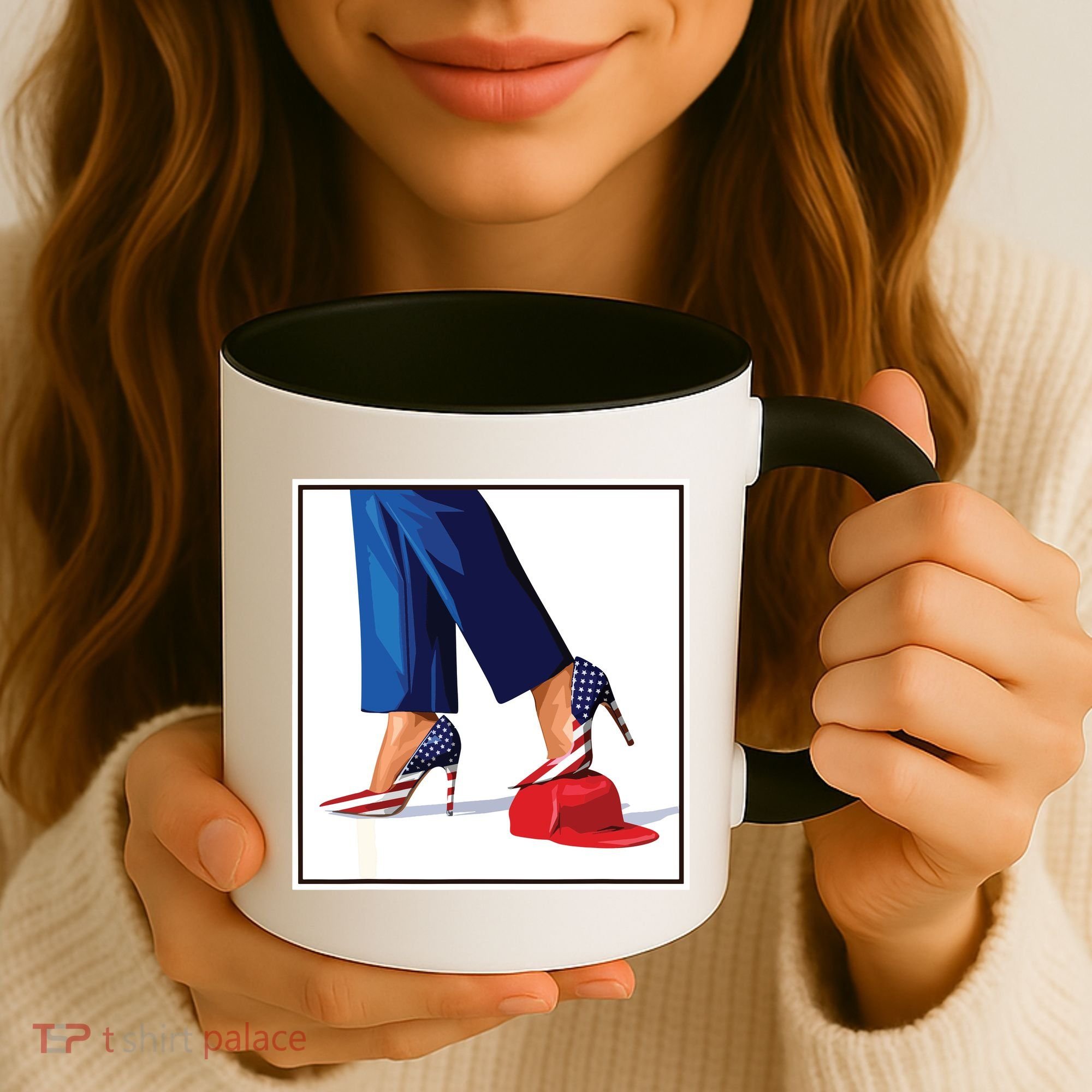 Kamala Harris Heels Stepping On Maga Red Hat Coffee Mug