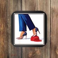 Kamala Harris Heels Stepping On Maga Red Hat Coaster thumb 0