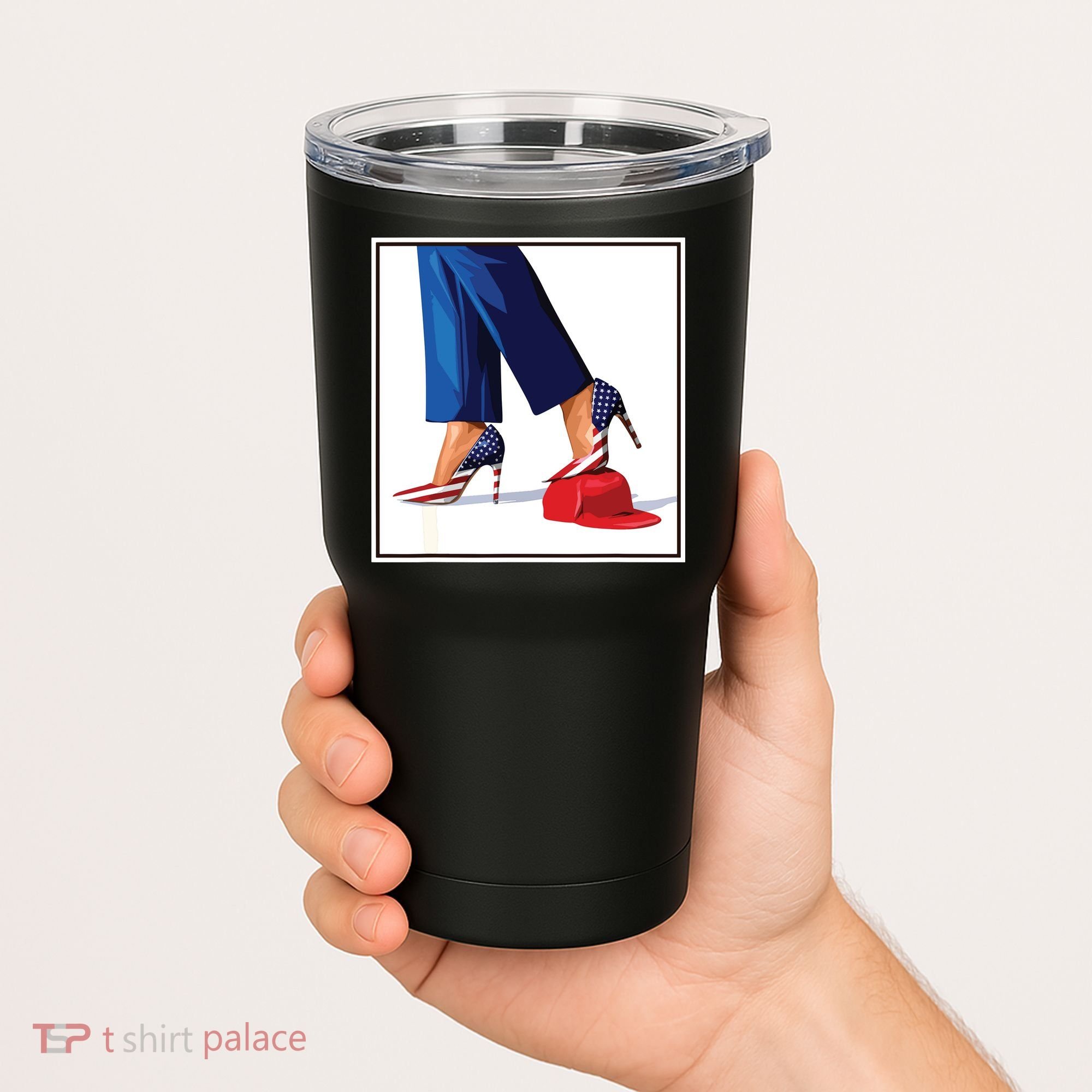 Kamala Harris Heels Stepping On Maga Red Hat Tumbler