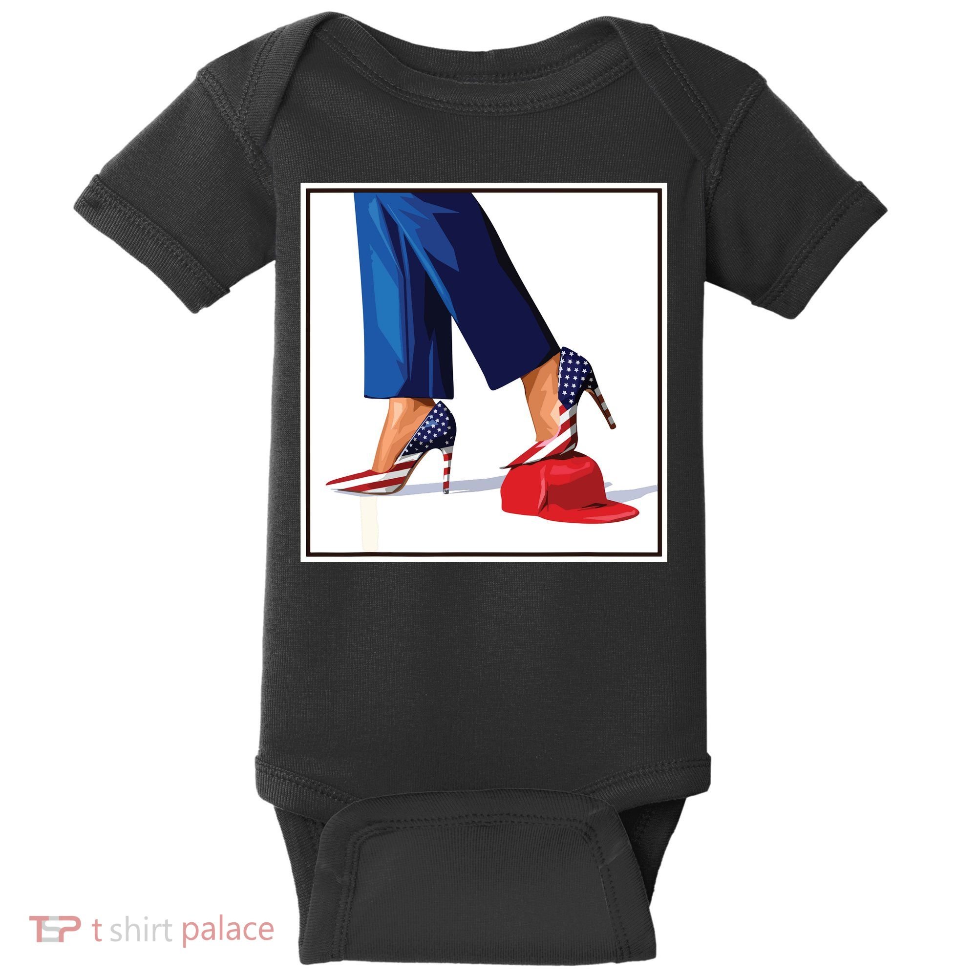 Kamala Harris Heels Stepping On Maga Red Hat Baby Bodysuit