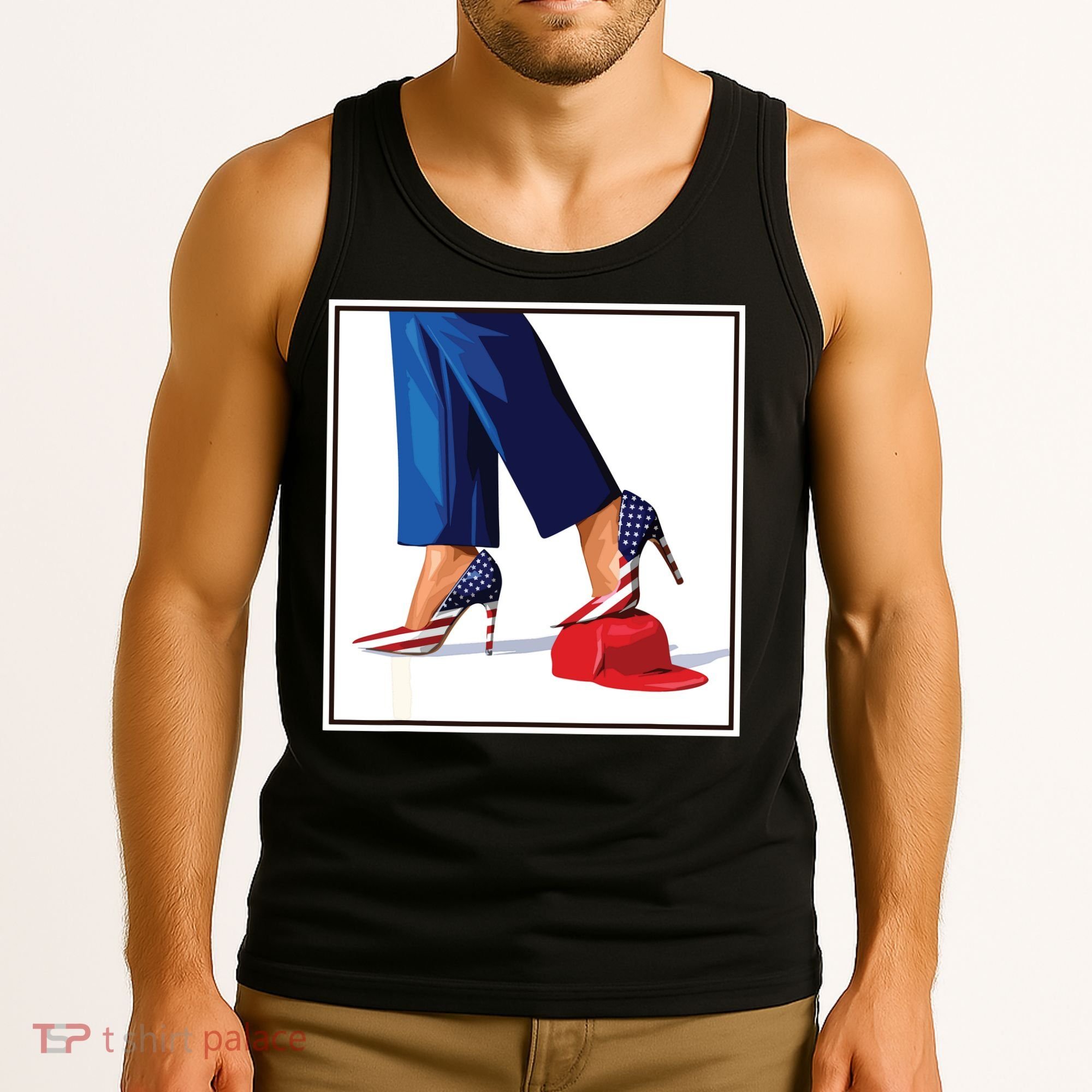 Kamala Harris Heels Stepping On Maga Red Hat Tank Top