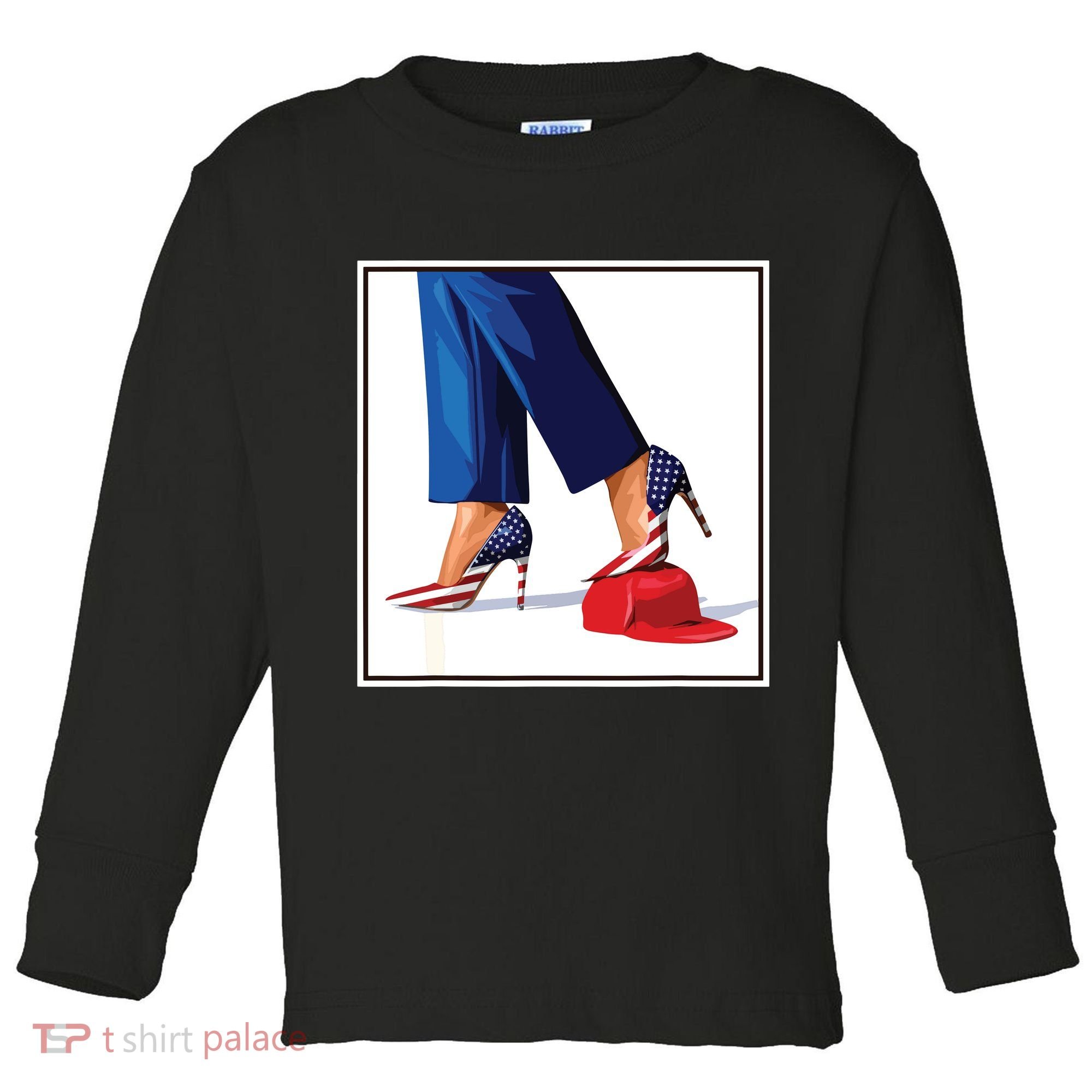 Kamala Harris Heels Stepping On Maga Red Hat Toddler Long Sleeve Shirt