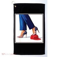 Kamala Harris Heels Stepping On Maga Red Hat Golf Towel thumb 0