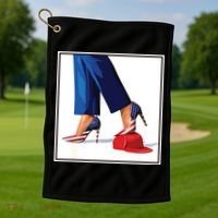 Kamala Harris Heels Stepping On Maga Red Hat Golf Towel thumb 1
