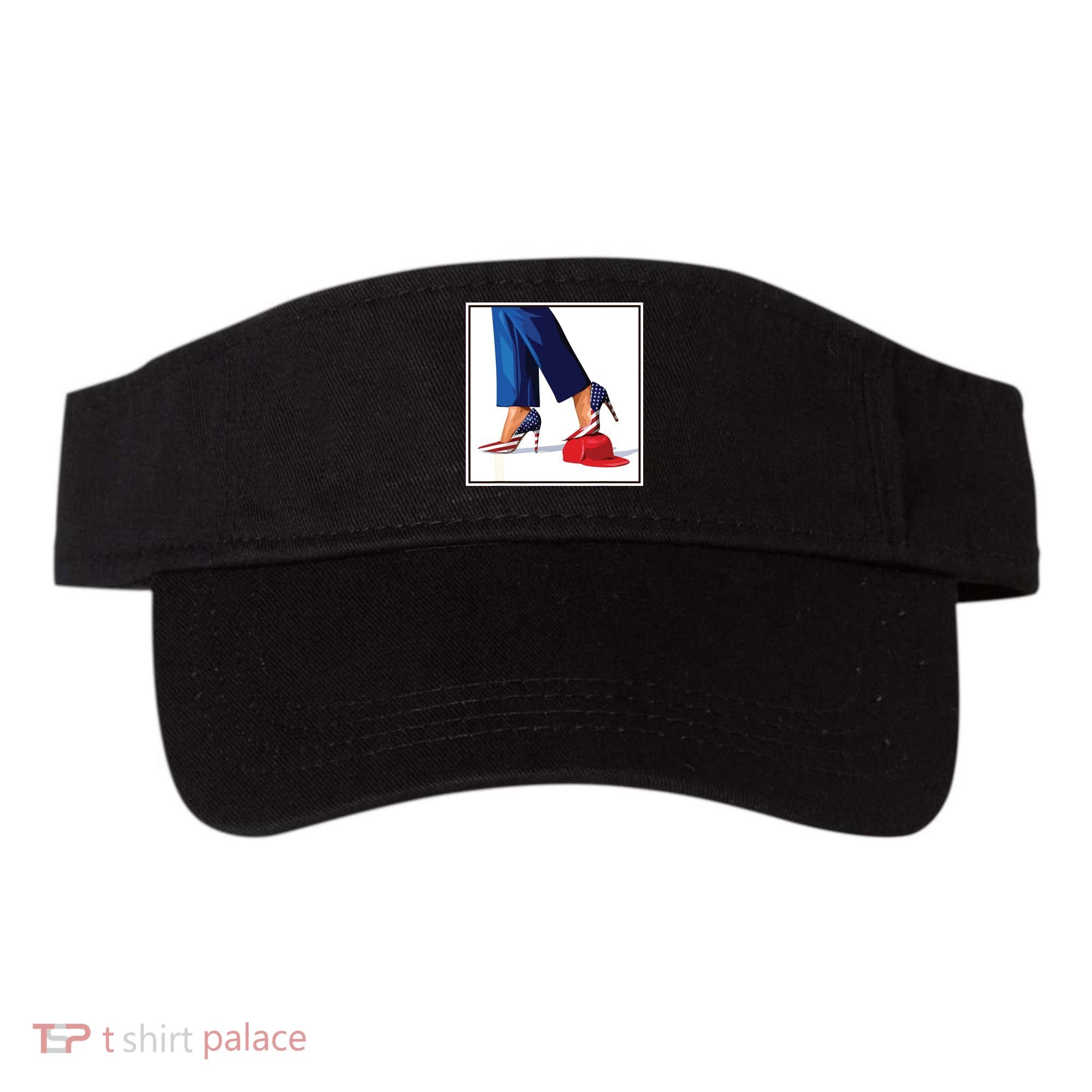 Kamala Harris Heels Stepping On Maga Red Hat Visor