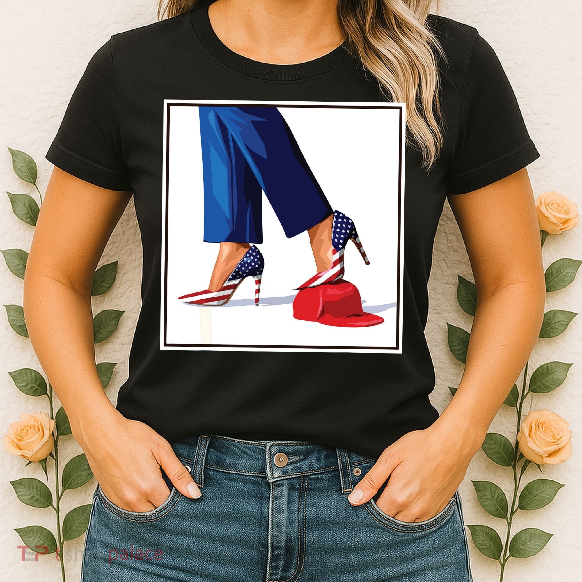 Kamala Harris Heels Stepping On Maga Red Hat Women's T-Shirt