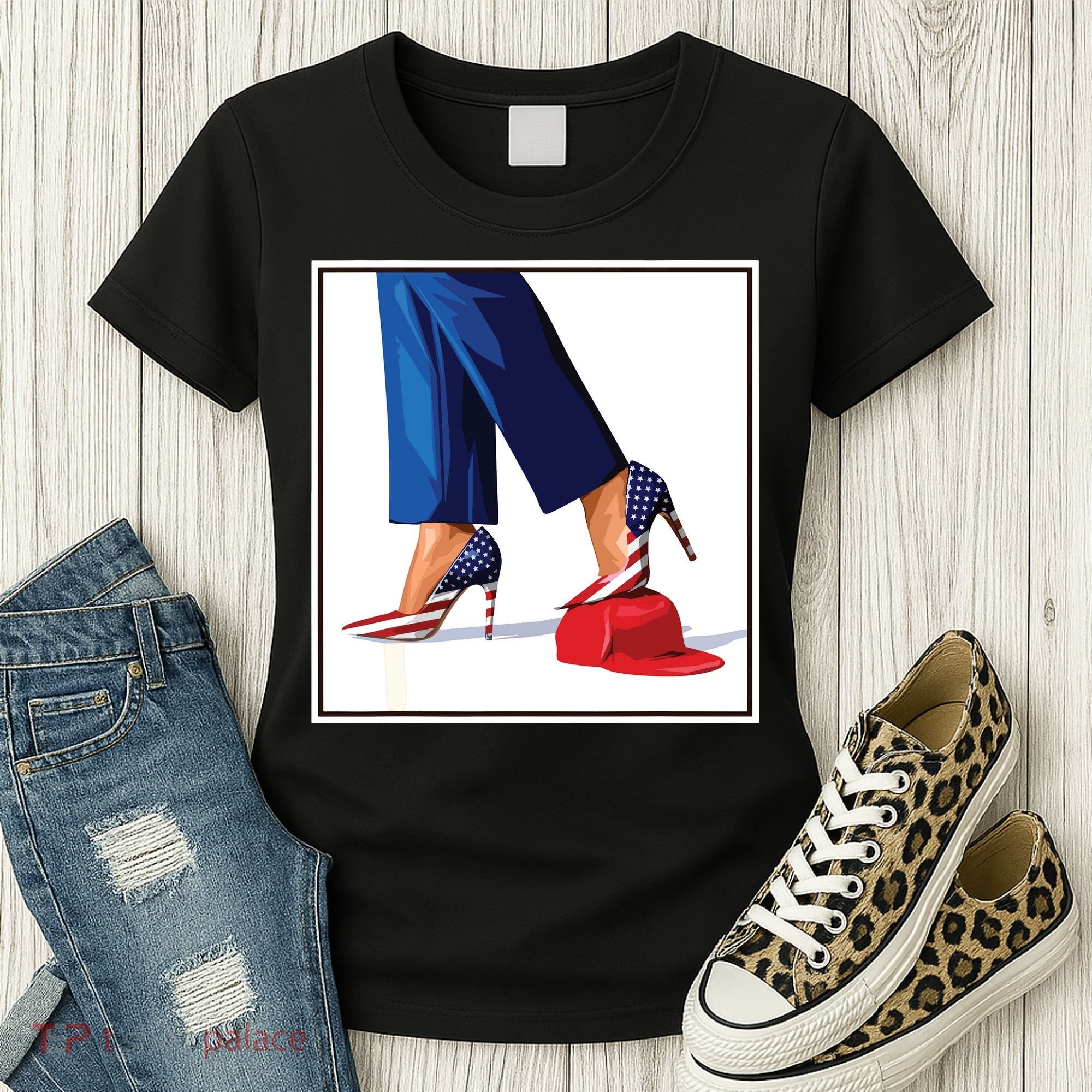Kamala Harris Heels Stepping On Maga Red Hat Women's T-Shirt