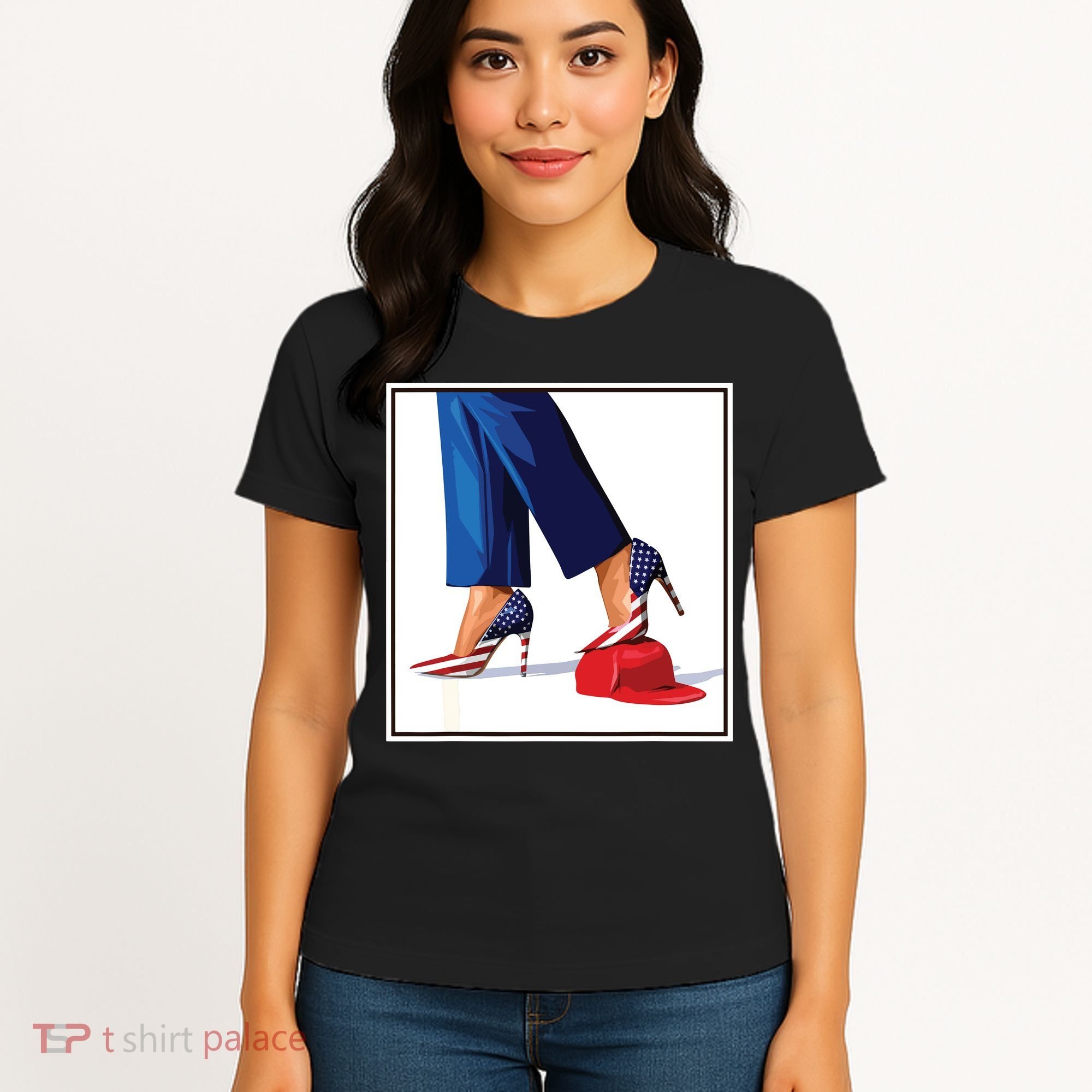 Kamala Harris Heels Stepping On Maga Red Hat Women's T-Shirt