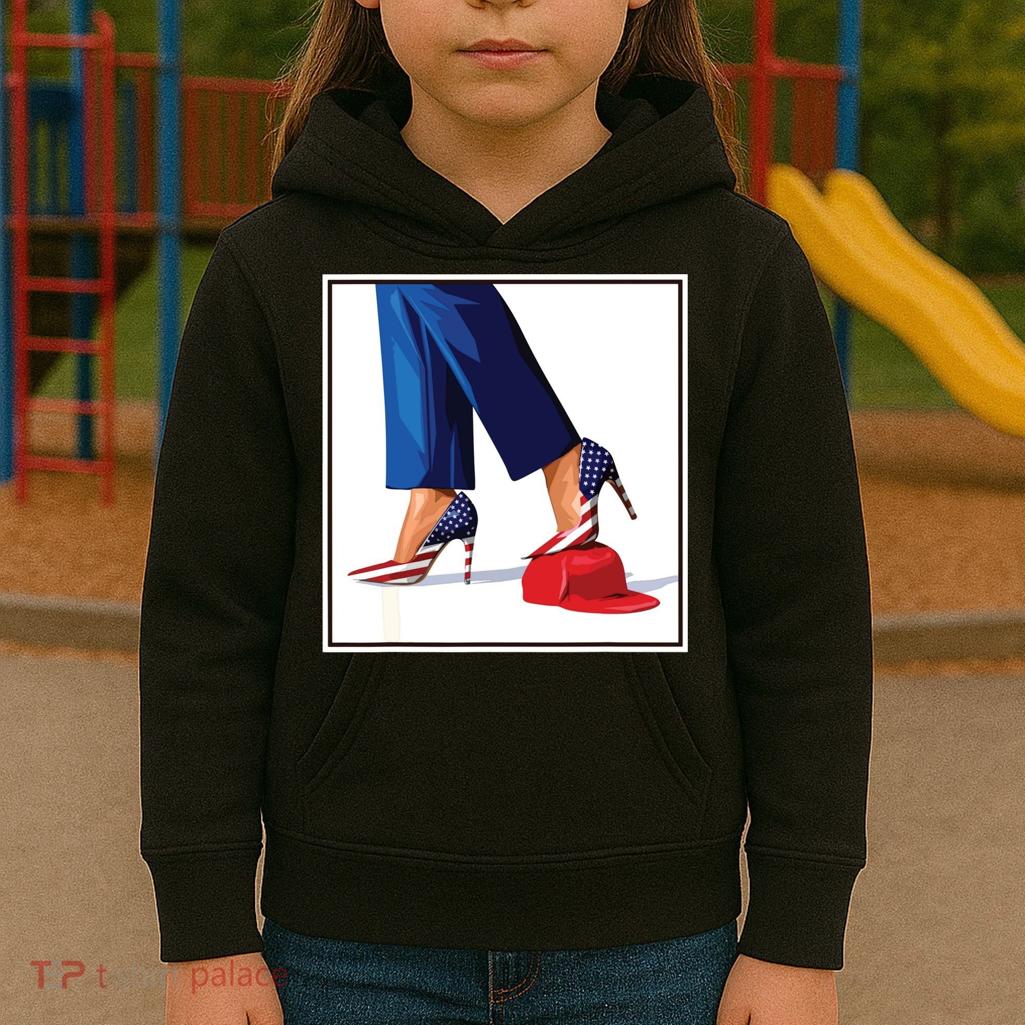 Kamala Harris Heels Stepping On Maga Red Hat Kids Hoodie