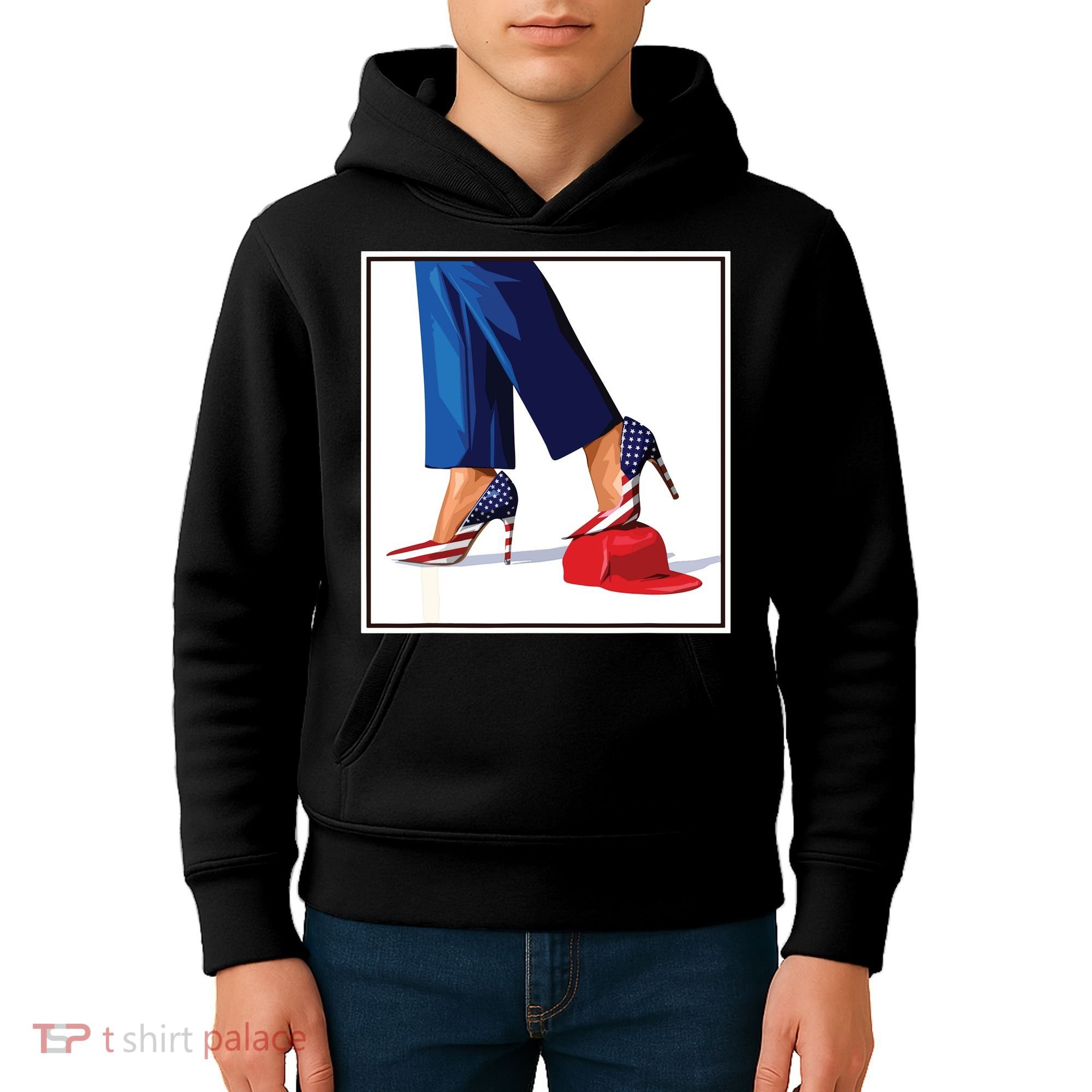 Kamala Harris Heels Stepping On Maga Red Hat Kids Hoodie