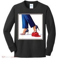 Kamala Harris Heels Stepping On Maga Red Hat Kids Long Sleeve Shirt thumb 0