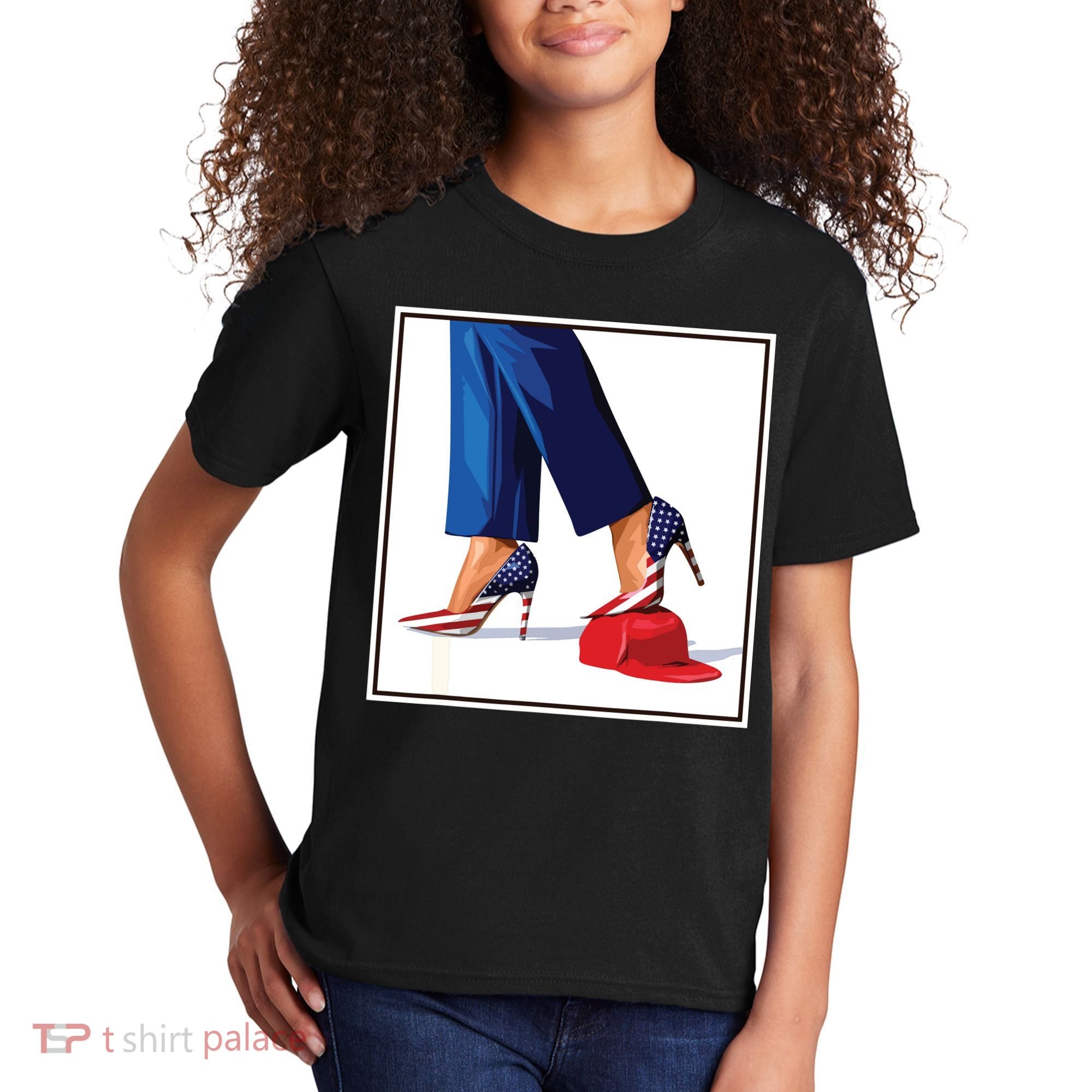 Kamala Harris Heels Stepping On Maga Red Hat Kids T-Shirt