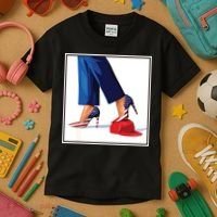 Kamala Harris Heels Stepping On Maga Red Hat Kids T-Shirt thumb 3