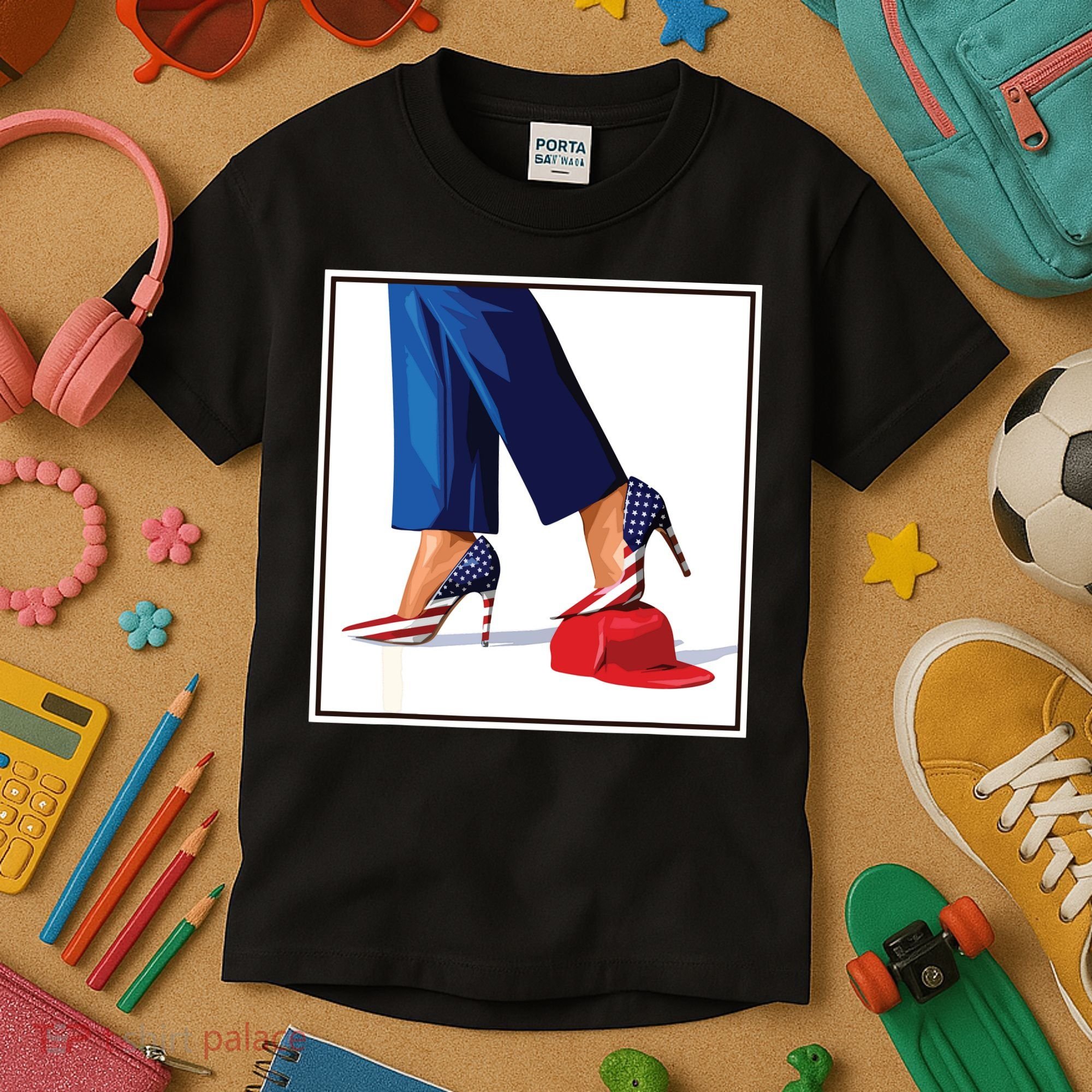Kamala Harris Heels Stepping On Maga Red Hat Kids T-Shirt