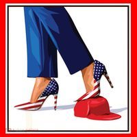 Kamala Harris Heels Stepping On Maga Red Hat Santa Hat thumb 1