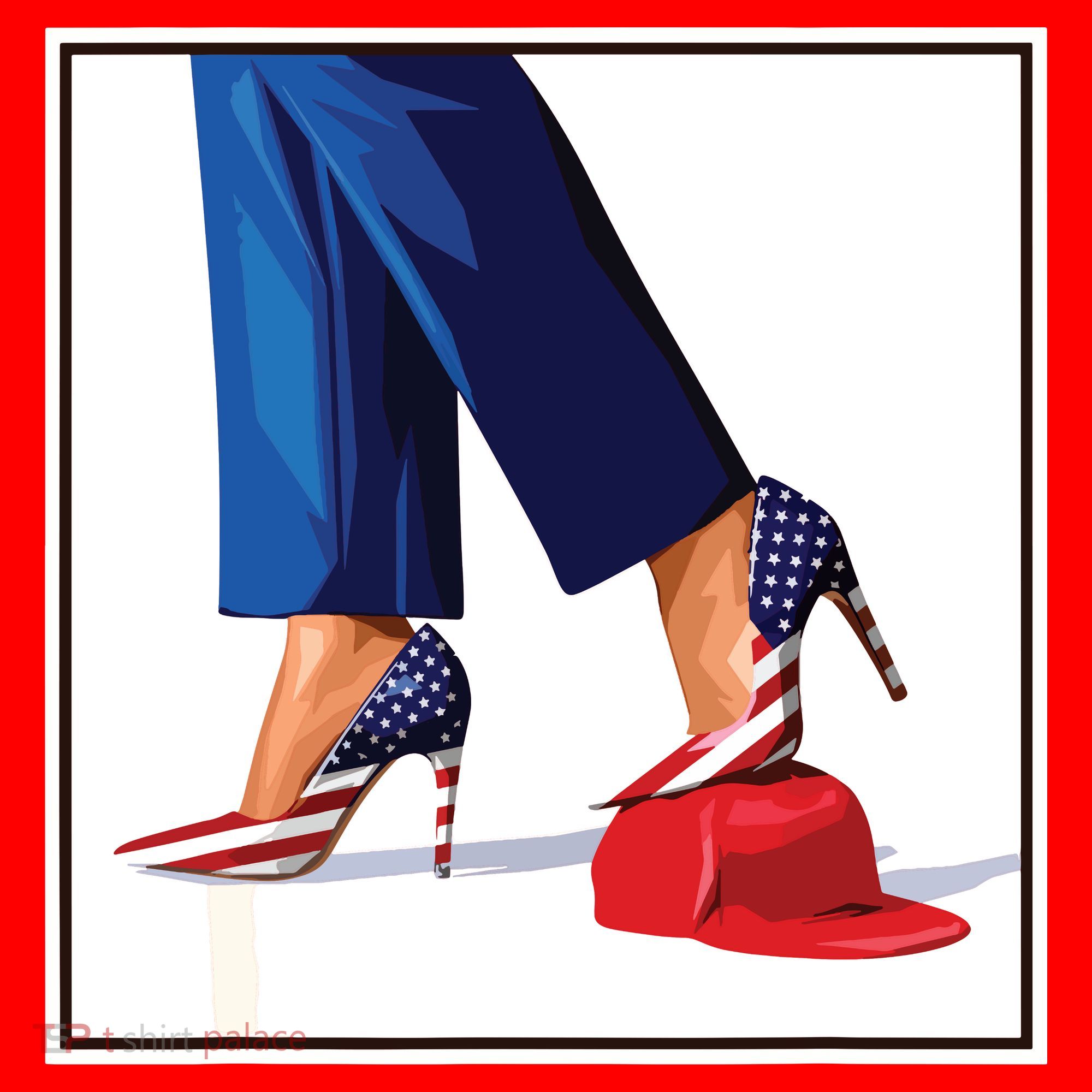 Kamala Harris Heels Stepping On Maga Red Hat Santa Hat