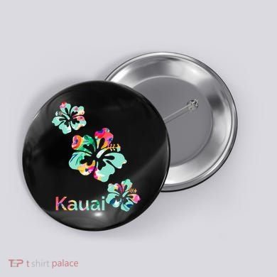 Kauai Hawaii Hawaiian Hibiscus Flowers Button
