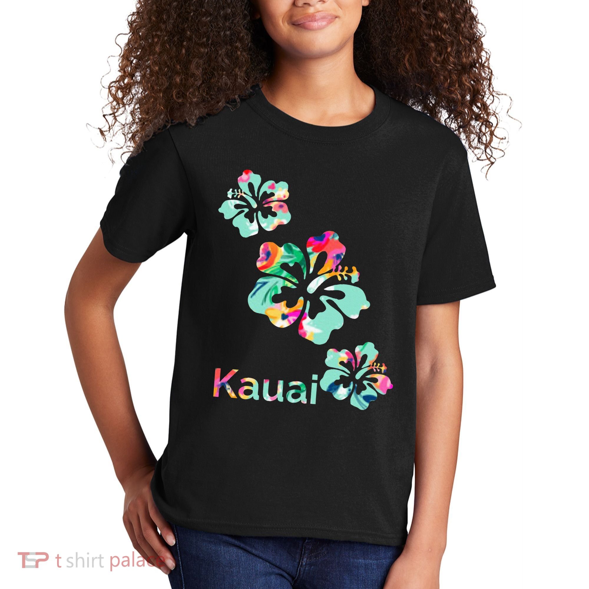 Kauai Hawaii Hawaiian Hibiscus Flowers Kids T-Shirt