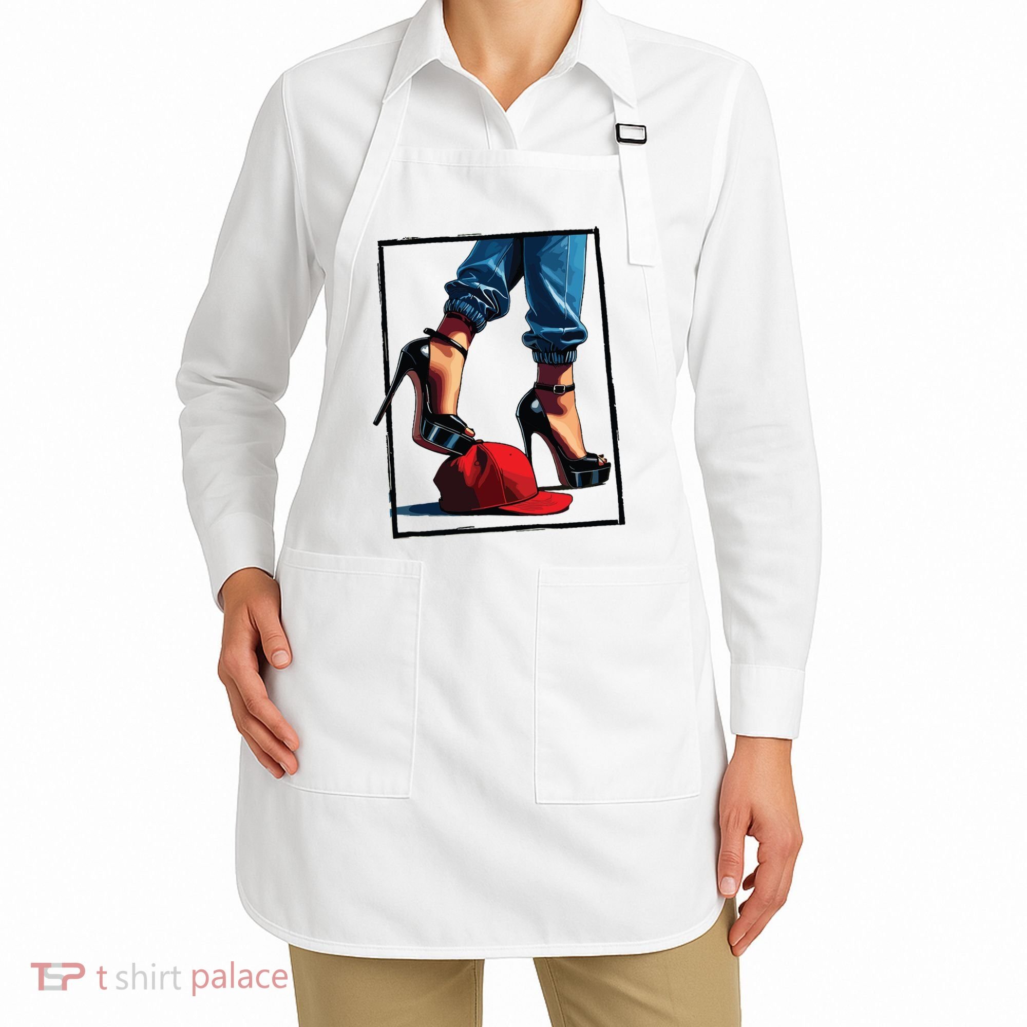 Kamala Harris Heels Stepping On Maga Hat Apron