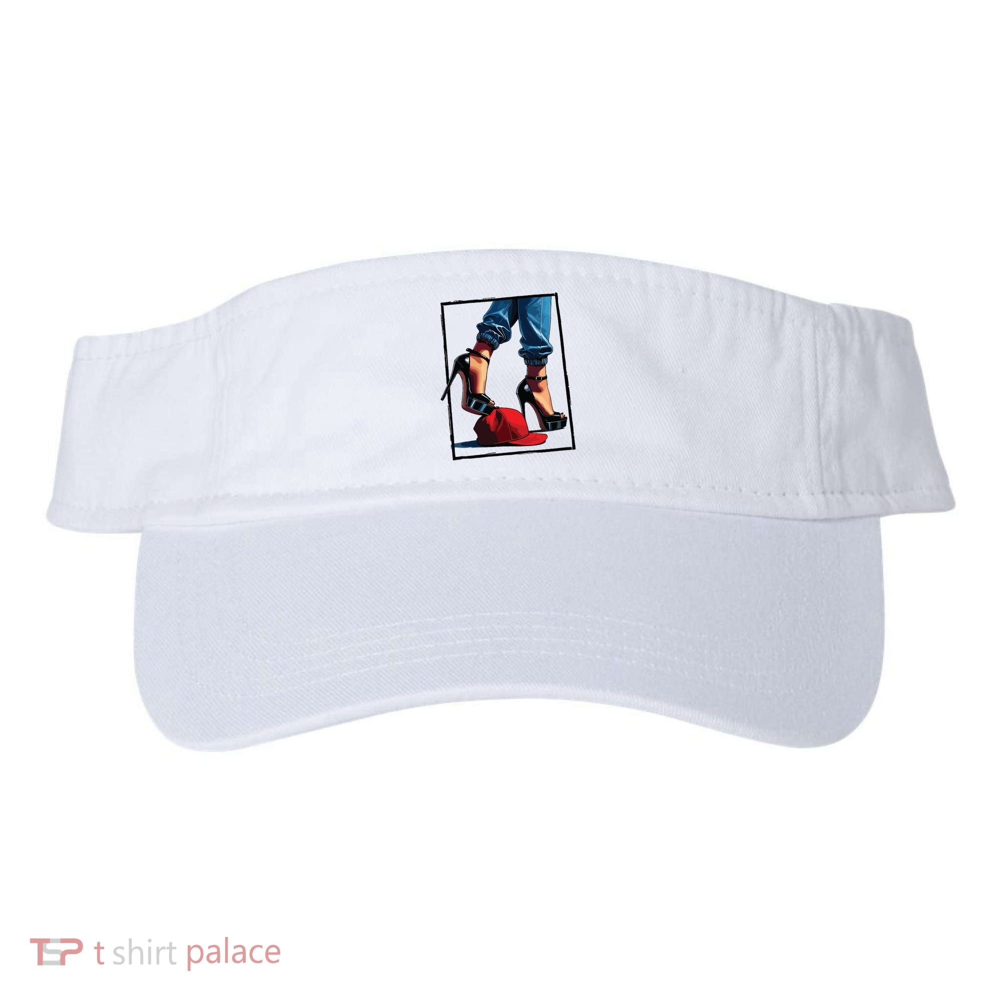 Kamala Harris Heels Stepping On Maga Hat Visor