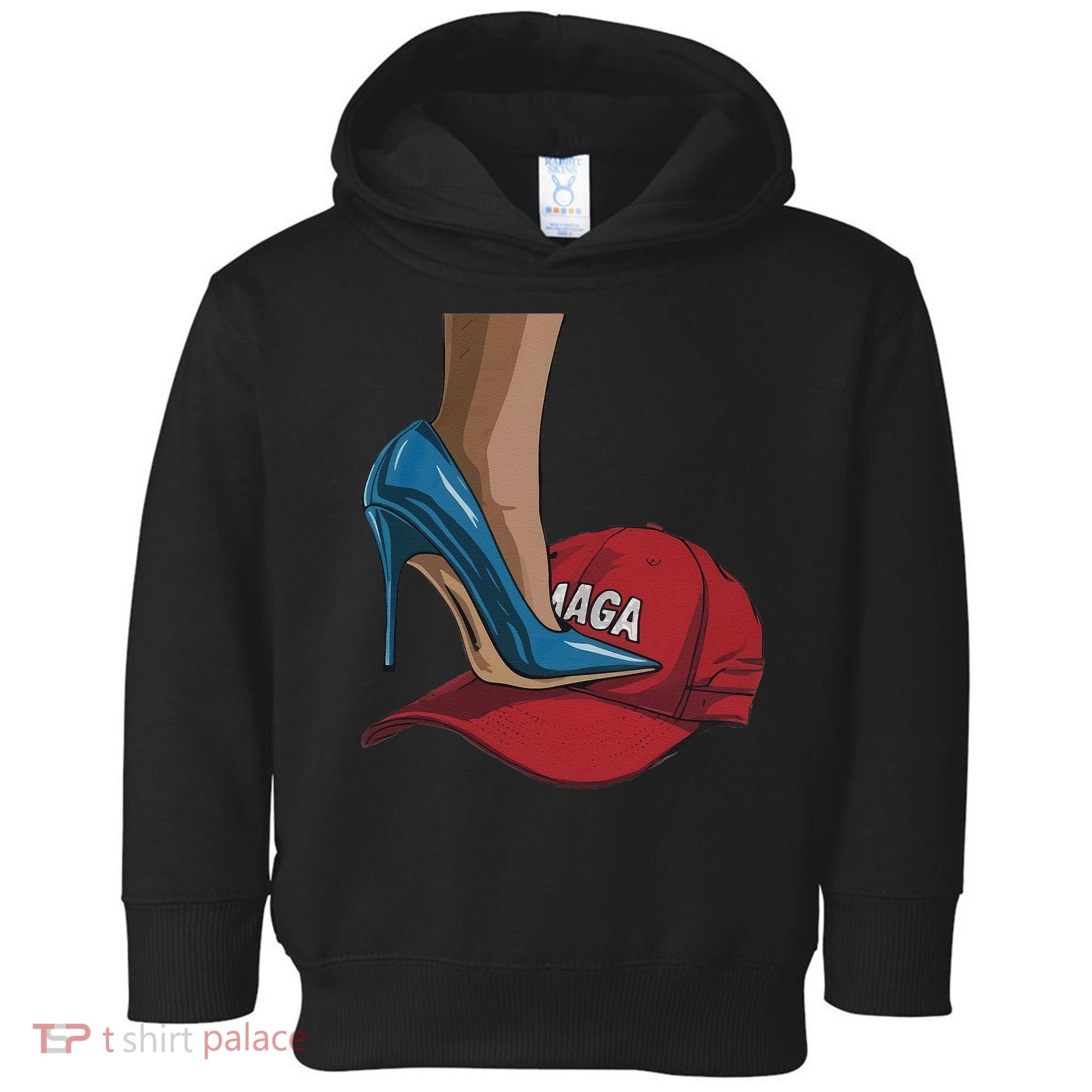 Kamala Harris Heels Stepping On Maga Hat Harris Walz 2024 Toddler Hoodie