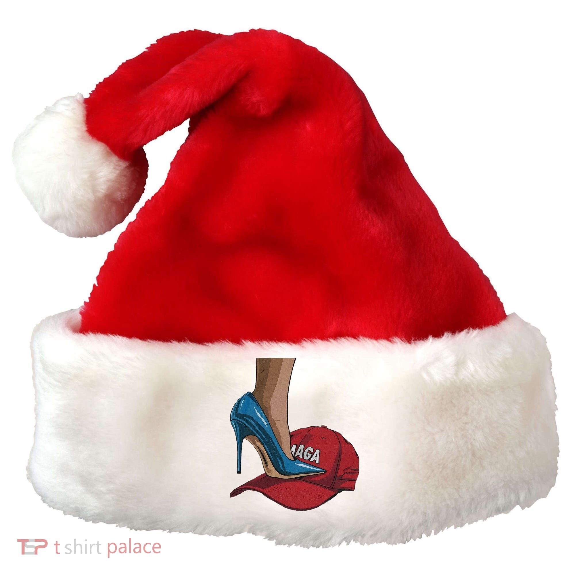 Kamala Harris Heels Stepping On Maga Hat Harris Walz 2024 Santa Hat