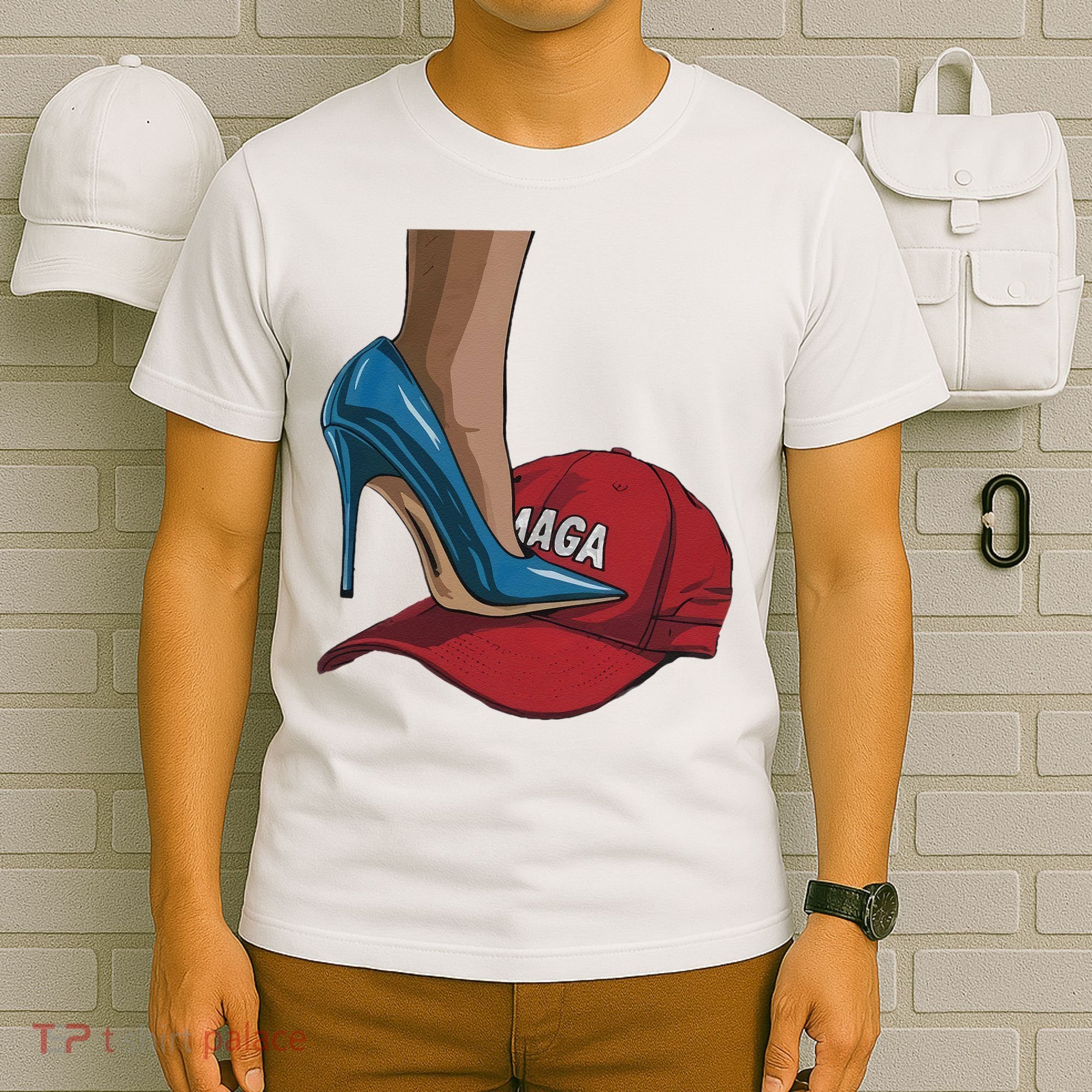 Kamala Harris Heels Stepping On Maga Hat Harris Walz 2024 T-Shirt