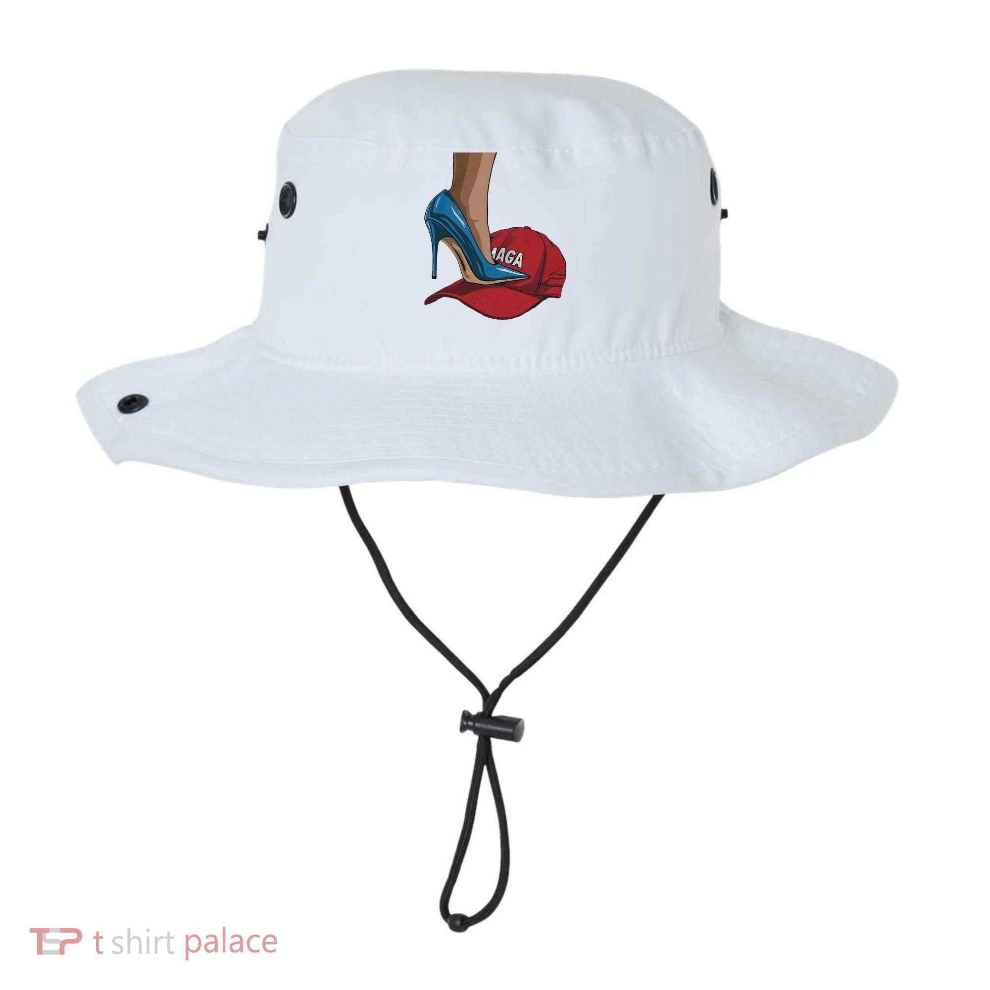 Kamala Harris Heels Stepping On Maga Hat Harris Walz 2024 Bucket Hat