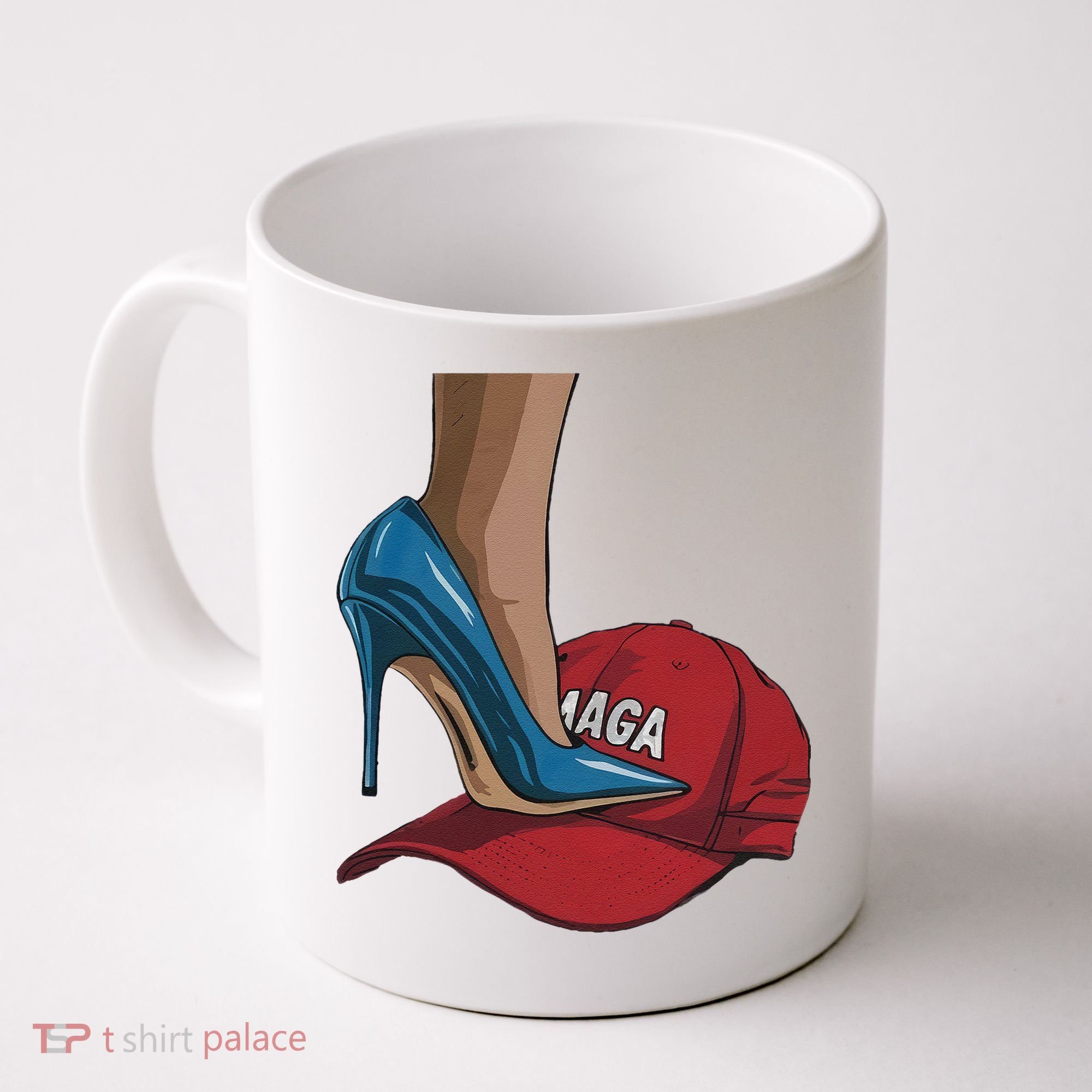 Kamala Harris Heels Stepping On Maga Hat Harris Walz 2024 Coffee Mug