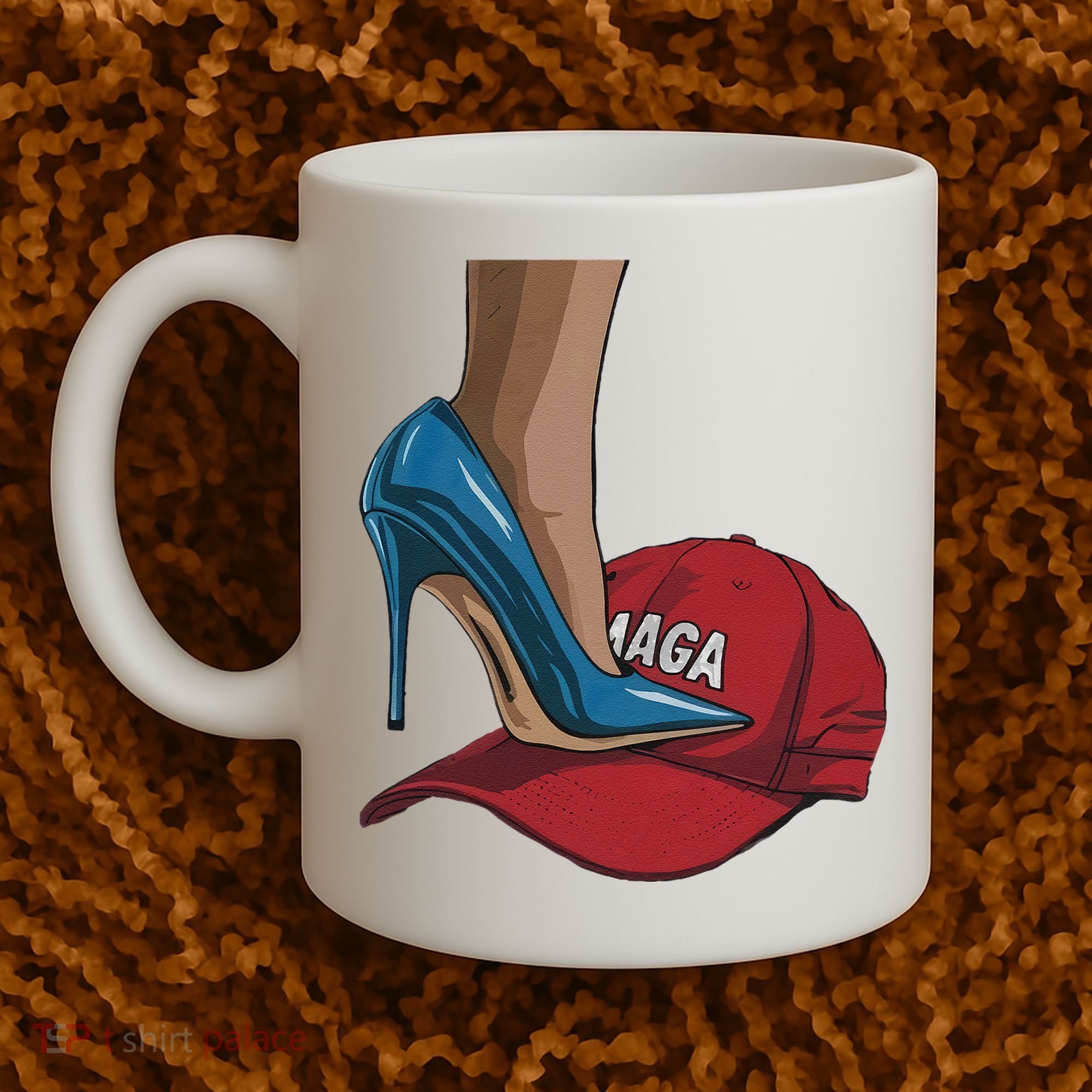 Kamala Harris Heels Stepping On Maga Hat Harris Walz 2024 Coffee Mug
