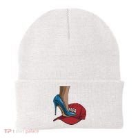 Kamala Harris Heels Stepping On Maga Hat Harris Walz 2024 Beanie thumb 0