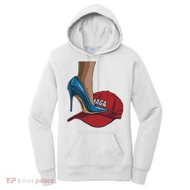 Kamala Harris Heels Stepping On Maga Hat Harris Walz 2024 Women's Hoodie