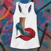 Kamala Harris Heels Stepping On Maga Hat Harris Walz 2024 Women's Tank Top thumb 3