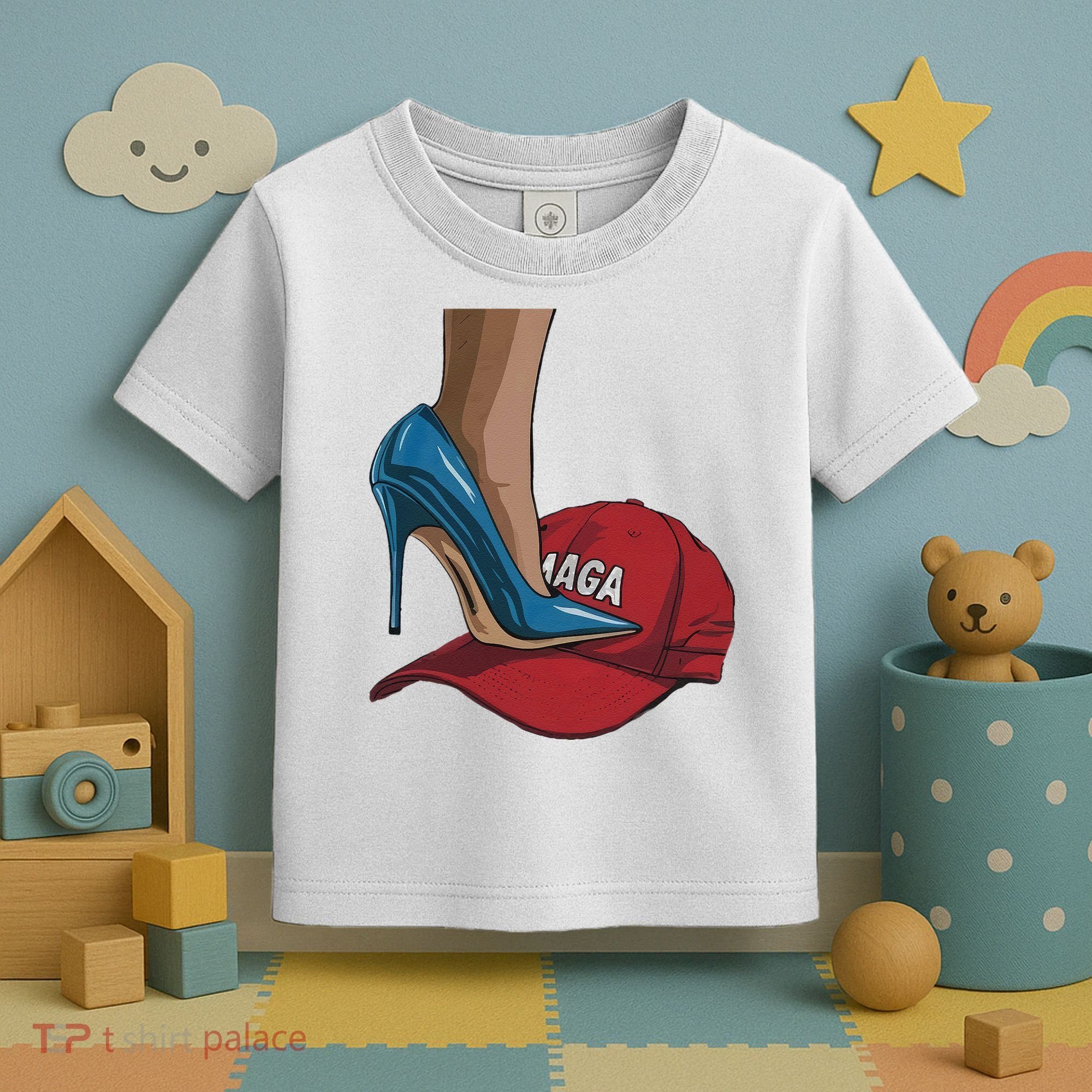 Kamala Harris Heels Stepping On Maga Hat Harris Walz 2024 Toddler T-Shirt