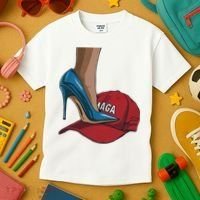 Kamala Harris Heels Stepping On Maga Hat Harris Walz 2024 Kids T-Shirt thumb 3