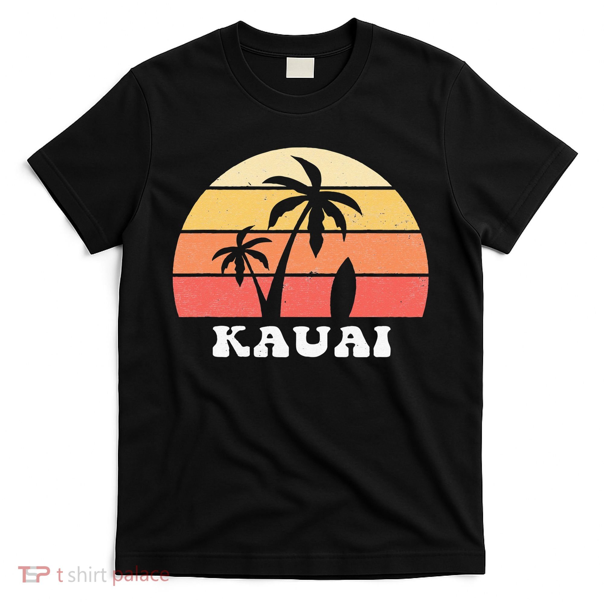 Kauai Hawaii HI Hawaiian Island Palm Tree 70s 80s Retro Surf T-Shirt