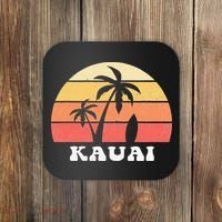 Kauai Hawaii HI Hawaiian Island Palm Tree 70s 80s Retro Surf Coaster thumb 0