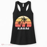 Kauai Hawaii HI Hawaiian Island Palm Tree 70s 80s Retro Surf Women's Tank Top thumb 0