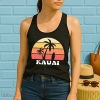 Kauai Hawaii HI Hawaiian Island Palm Tree 70s 80s Retro Surf Women's Tank Top thumb 2