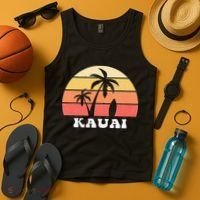 Kauai Hawaii HI Hawaiian Island Palm Tree 70s 80s Retro Surf Tank Top thumb 4