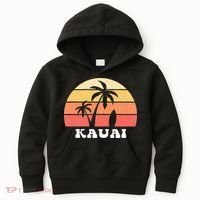 Kauai Hawaii HI Hawaiian Island Palm Tree 70s 80s Retro Surf Kids Hoodie thumb 0