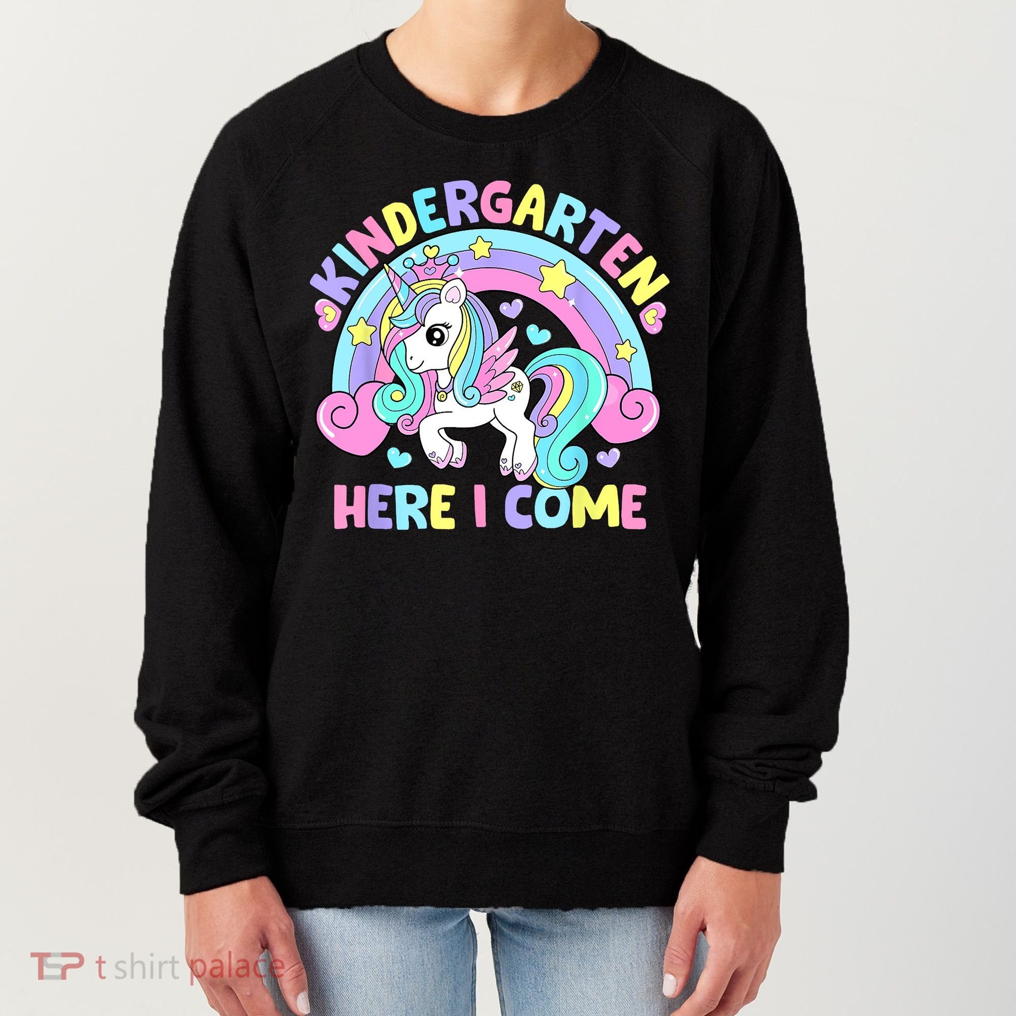 Kindergarten Here I Come Funny Unicorn Back To School Women's Sweatshirt