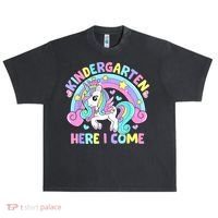 Kindergarten Here I Come Funny Unicorn Back To School Urban Oversized Heavyweight T-Shirt thumb 0