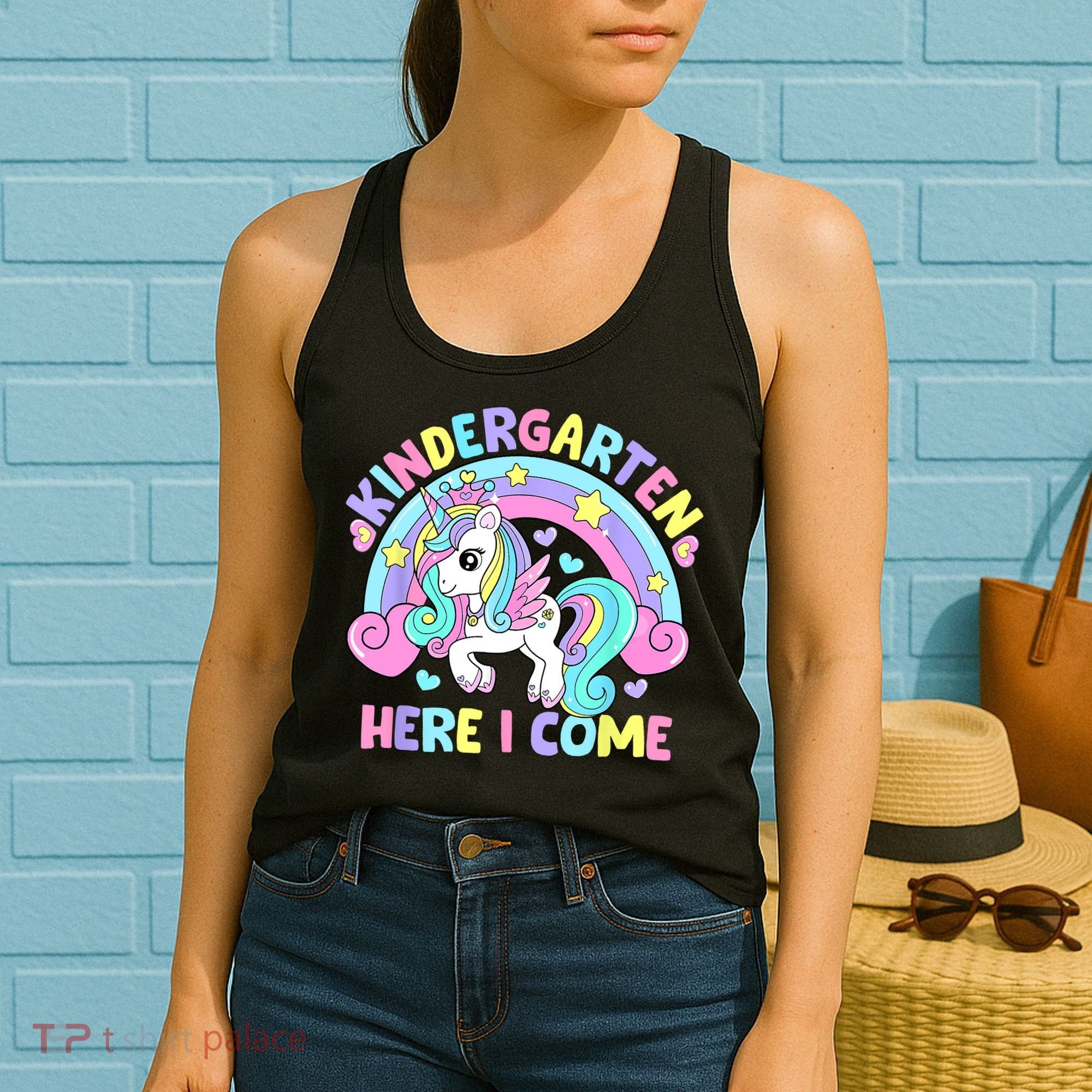 Kindergarten Here I Come Funny Unicorn Back To School Women's Tank Top