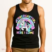Kindergarten Here I Come Funny Unicorn Back To School Tank Top thumb 3