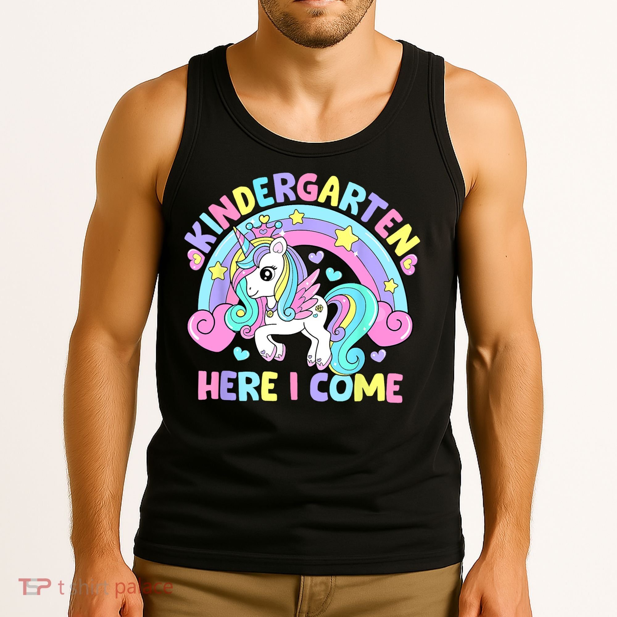Kindergarten Here I Come Funny Unicorn Back To School Tank Top
