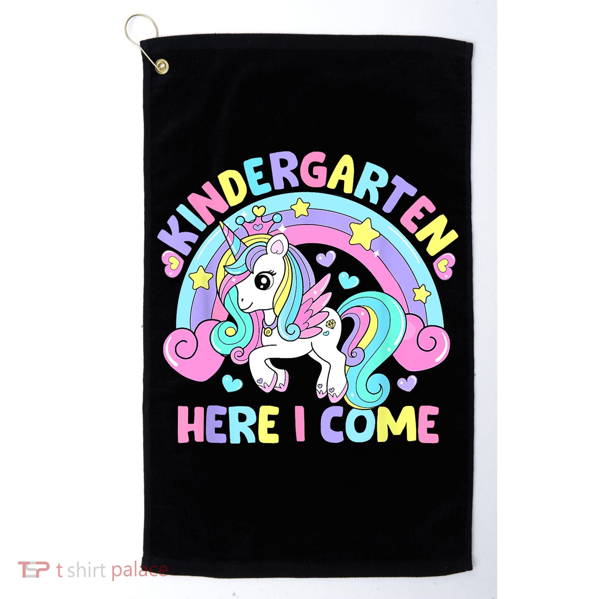 Kindergarten Here I Come Funny Unicorn Back To School Golf Towel