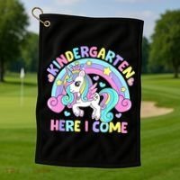 Kindergarten Here I Come Funny Unicorn Back To School Golf Towel thumb 1