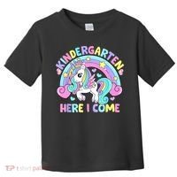 Kindergarten Here I Come Funny Unicorn Back To School Toddler T-Shirt thumb 0